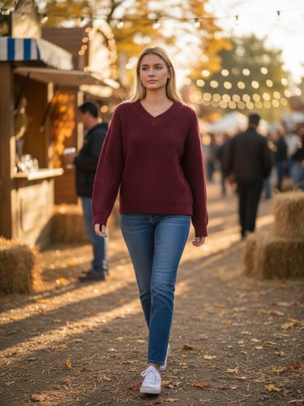 Marc Jacobs Burgundy Chunky Knit V-Neck Super Warm Sweater – Size Medium